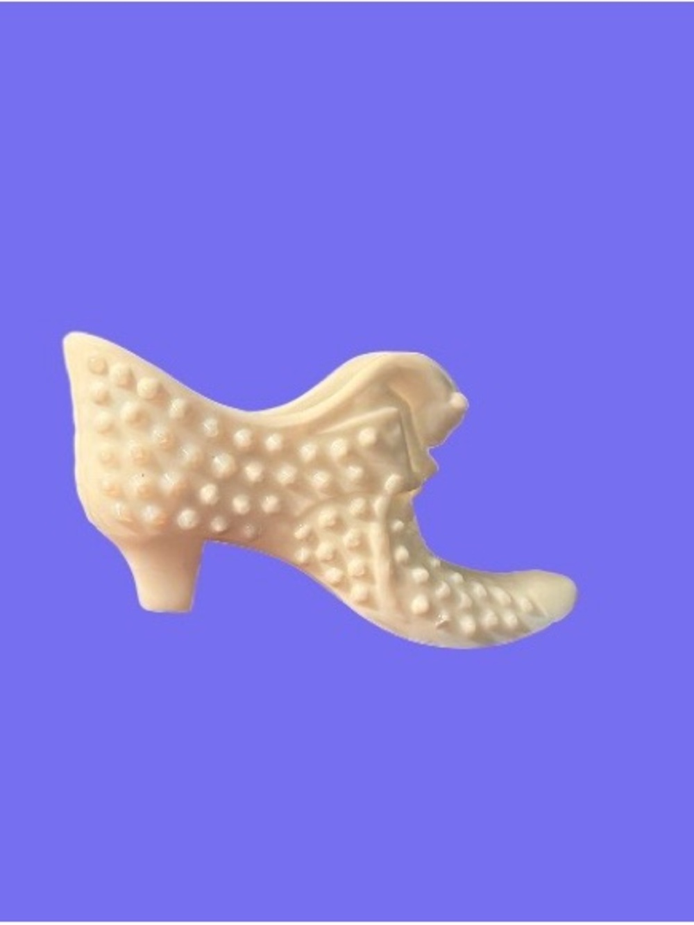 Vintage ~ 1950s ~ Fenton White Hobnail Milkglass Shoe Cat Head  Slipper Figurine